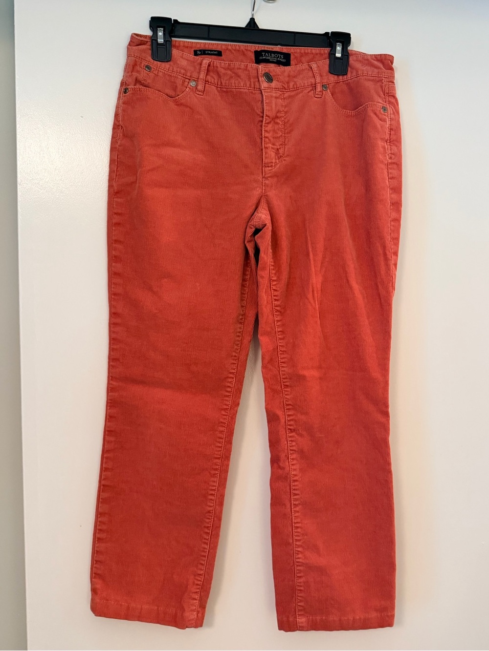 NWOT. Talbots coral corduroy straight leg pants, women’s size 8P